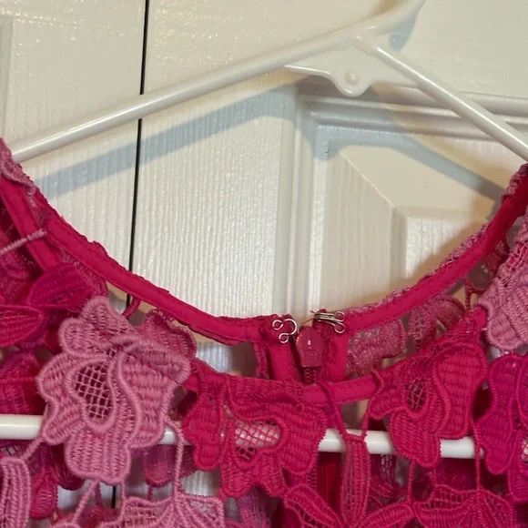 Shoshanna Rachel Floral Lace Midi Dress Magenta Rose cocktail event - Picture 9 of 16